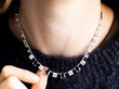 wearing Art Deco Sapphire and Diamond Necklace