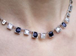 Art Deco Sapphire and Diamond Necklace being worn