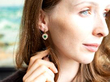 Wearing Heart Emerald and Diamond Earrings