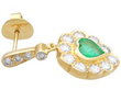 Heart Emerald and Diamond Earrings in Yellow Gold