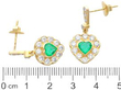 Heart Emerald and Diamond Earrings Size
