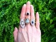 Navette Sapphire Ring outside with other jewellery