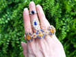Navette Sapphire Ring in Gold in natural light