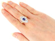 wearing Navette Sapphire and Diamond Ring in Gold
