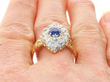 Navette Sapphire and Diamond Ring on Finger