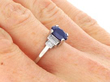 1.95ct Oval Sapphire & Baguette Cut Diamond Ring on hand