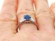 1.95ct Oval Sapphire & Baguette Cut Diamond Ring on finger