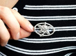 Edwardian Floral Diamond Brooch in Platinum wearing