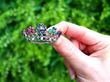 Antique Gem Set Gold Crown Brooch outside