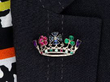 Antique Gem Set Gold Crown Brooch wearing