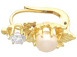 yellow Gold Pearl and Diamond Earring