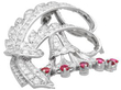 platinum Vintage Floral Diamond and Ruby Brooch