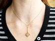 Edwardian Gold Aquamarine Pendant Necklace being worn