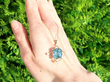 Gold Aquamarine Pendant Necklace with Pearls outside