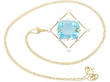 yellow Gold Aquamarine Pendant Necklace with Pearls