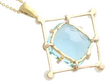 Gold Aquamarine Pendant Necklace with Pearls reverse