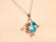 Aquamarine Pendant Necklace with Pearls wearing