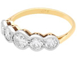 Bezel Set Five Stone Ring in Yellow Gold