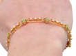 Antique Garnet and Pearl Bracelet in Gold on wrist