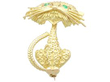 yellow Gold Cat Brooch with Emeralds