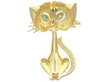 Vintage Gold Cat Brooch with Emeralds reverse