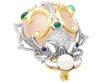 Gold Scarab Beetle Brooch with Gemstones
