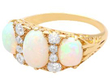 Victorian Opal & Old Cut Diamond 18ct Gold Ring