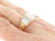 Antique Victorian Opal & Old Cut Diamond 18ct Gold Ring on hand