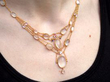 Antique Gold Moonstone Necklace being worn