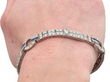 Antique Diamond and Sapphire Bracelet in Platinum on wrist