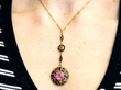 Art Nouveau Pink Tourmaline and Enamel Pendant wearing