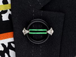 wearing Art Deco Onyx and Diamond Brooch with Enamel