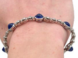 Antique Cabochon Sapphire and Diamond Bracelet being worn
