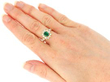 Vintage Emerald and Diamond Cluster Ring in Gold wearing