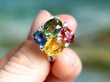 vintage Green Orange and Blue Sapphire Ring in Gold