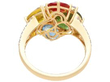 Green Orange and Blue Sapphire Ring in Gold back