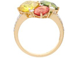 setting of Green Orange and Blue Sapphire Ring in Gold