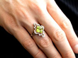 Edwardian Peridot Ring with Diamonds wearing