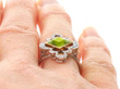 Edwardian Peridot Ring with Diamonds on finger