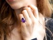 Antique 1920s Oval Amethyst Ring in Platinum on hand
