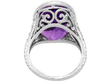 Antique 1920s Oval Amethyst Ring in Platinum back
