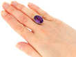 1920s Oval Amethyst Ring in Platinum on hand