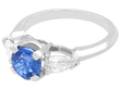 Vintage Sapphire Ring with Pear Cut Diamonds in platinum