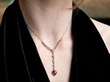Pear Cut Ruby Pendant Necklace wearing