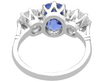 Cushion Cut Sapphire Trilogy Ring in Platinum back
