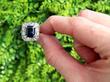 Octagon Blue Sapphire Ring with Diamonds outside