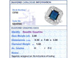 Octagon Blue Sapphire Ring with Diamonds grading card