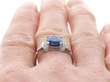 Oval Sapphire Engagement Ring in Platinum on finger