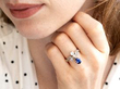 Sapphire and Diamond Tiara Ring in Gold wearing