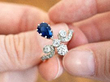 Sapphire and Diamond Tiara Ring in Gold being worn
